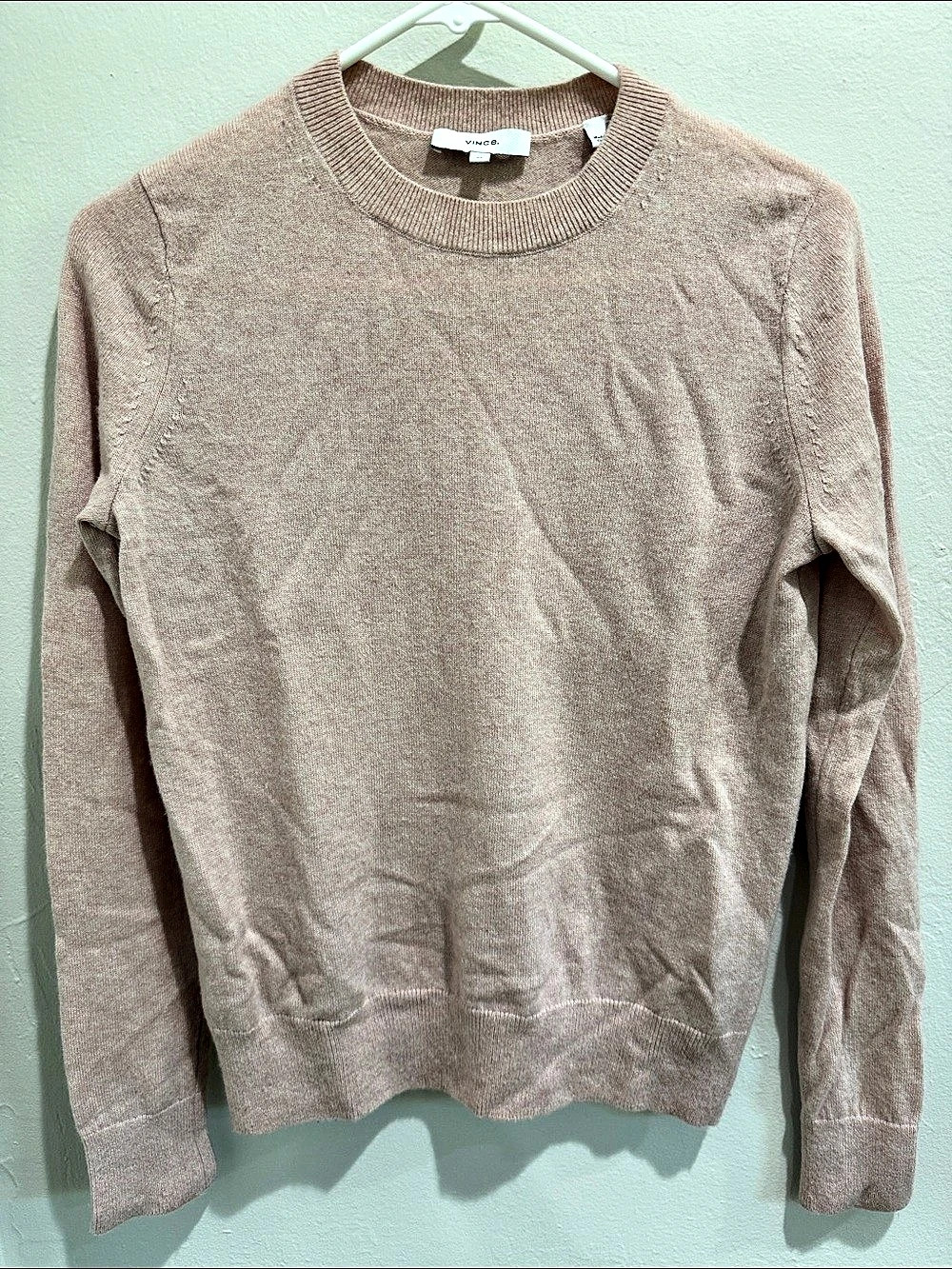 Vince Wool Cashmere Crewneck Sweater Pink XS